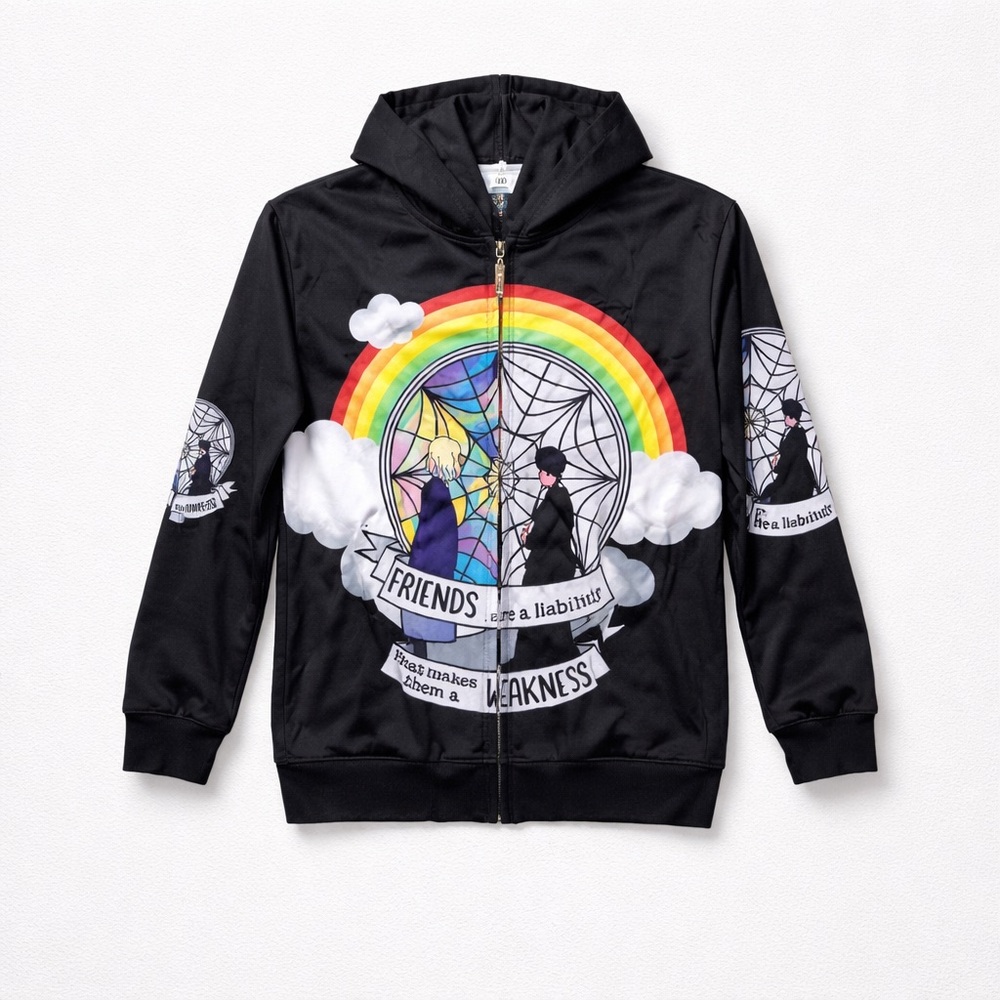 Kids Hoodie Full Zip Long Sleeve Pocket Graphic Design Black Size 5Y